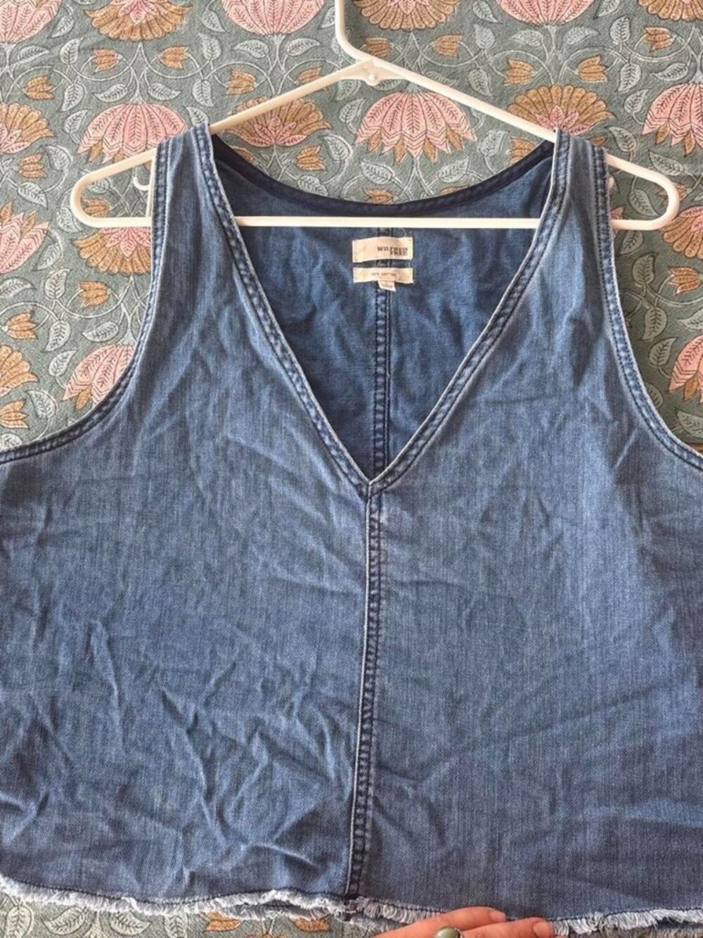 Wilfred Denim Frayed Crop Top